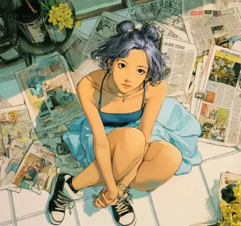 奇幻冒险漫画封面，少女与白狼在森林中奔跑